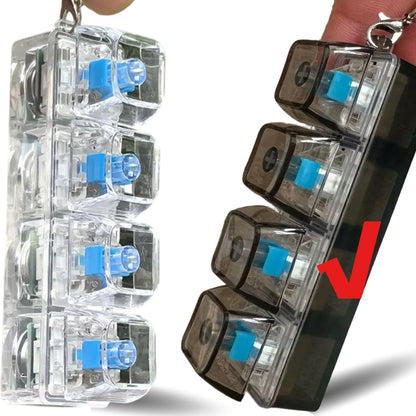 4 Keys Decompression Keyboard Keychains Transparent Luminous Stress Relief for Men Women Keyrings DIY Button Keycap Pendants