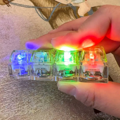 4 Keys Decompression Keyboard Keychains Transparent Luminous Stress Relief for Men Women Keyrings DIY Button Keycap Pendants