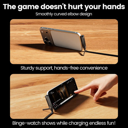 240W 2 in 1 USB C to USB C Fast Charging Foldable Bracket Data Cable Type C Desktop Holder Charging Wire For Iphone17 16 Samsung